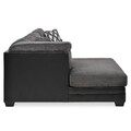 Canapea cu sezlong stanga, 4 perne, Vermont, L.311 x l.102/192 x H.102 cm, imitatie piele/stofa, negru/gri