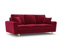 Canapea extensibila 3 locuri, Moghan, Micadoni Home, GL, 235x100x88 cm, catifea, rosu