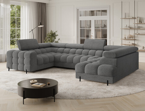 Coltar extensibil dreapta 3 locuri ELTAP, RT-03ROY, Fectory, 346x205x93 cm, lemn/poliester, gri