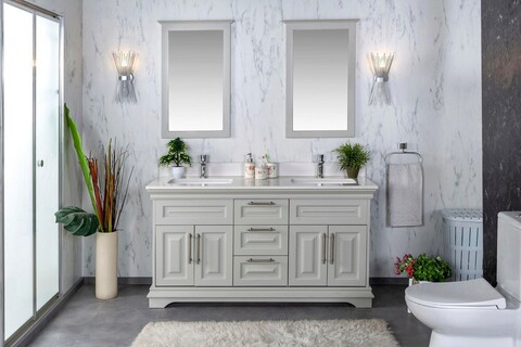 Set mobilier de baie (3 piese), Jussara, Huron 60, Gri Jussara