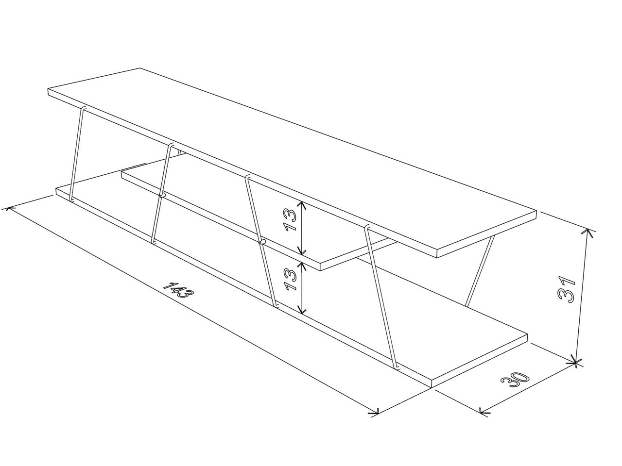 Comoda TV Rafevi Tars, 143 X 32 X 31 Cm, PAL/metal, Walnut/chrome