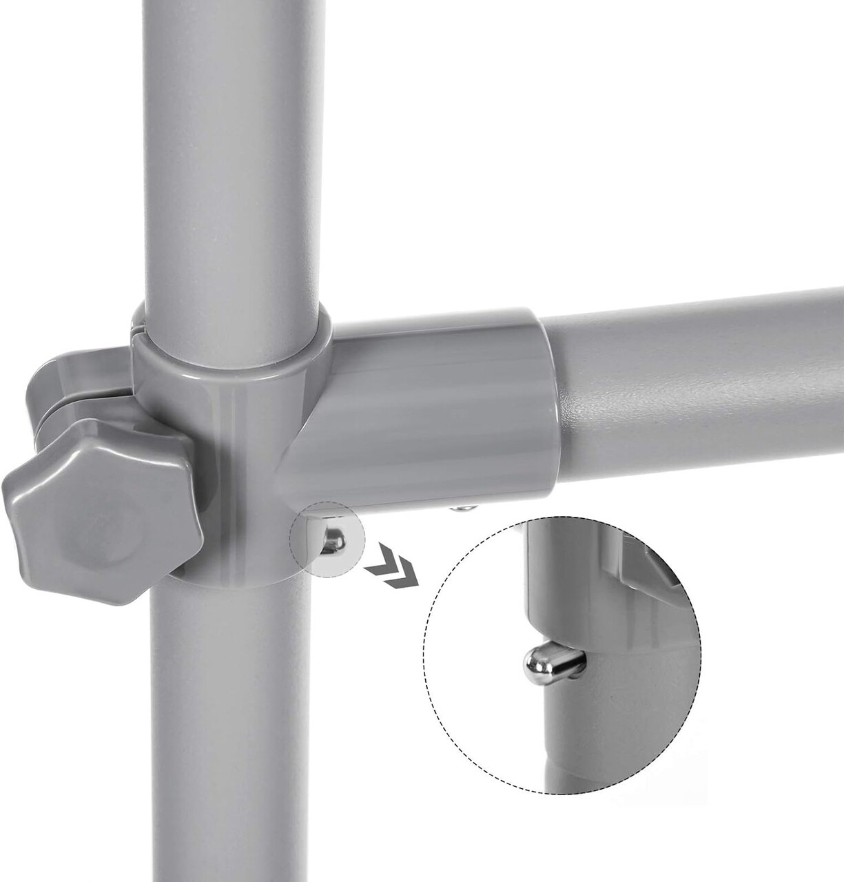 Suport dublu pentru umerase, Vasagle, extensibil, mobil, 87-150x52x166 cm, max 70 kg, otel, gri - 1 | YEO