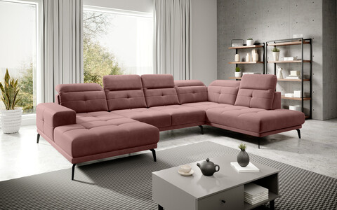 Coltar dreapta 6 locuri ELTAP, RT-24LU, Bretan, 350x205x107 cm, lemn/poliester, roz inchis