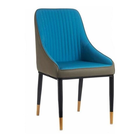 Scaun Stripes, Gift Decor, 65 x 51 x 92 cm, otel/piele ecologica, albastru albastru