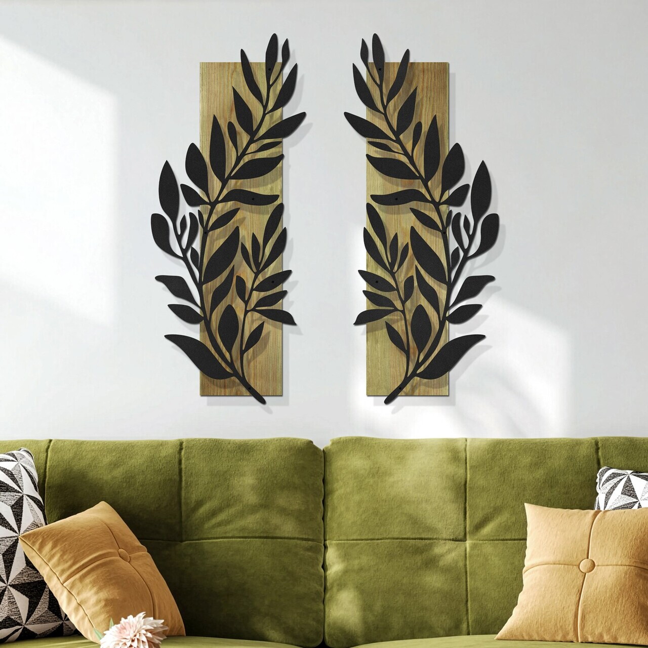 Decoratiune de perete, Olivia, Cadru: Lemn (Grosime: 2 cm), Verde/Negru — imaginea 3