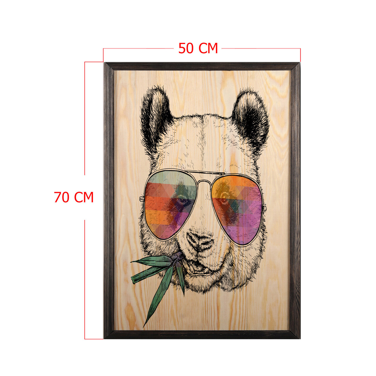 Tablou decorativ, Cool Panda XL, Lemn, Lemn, Multicolor