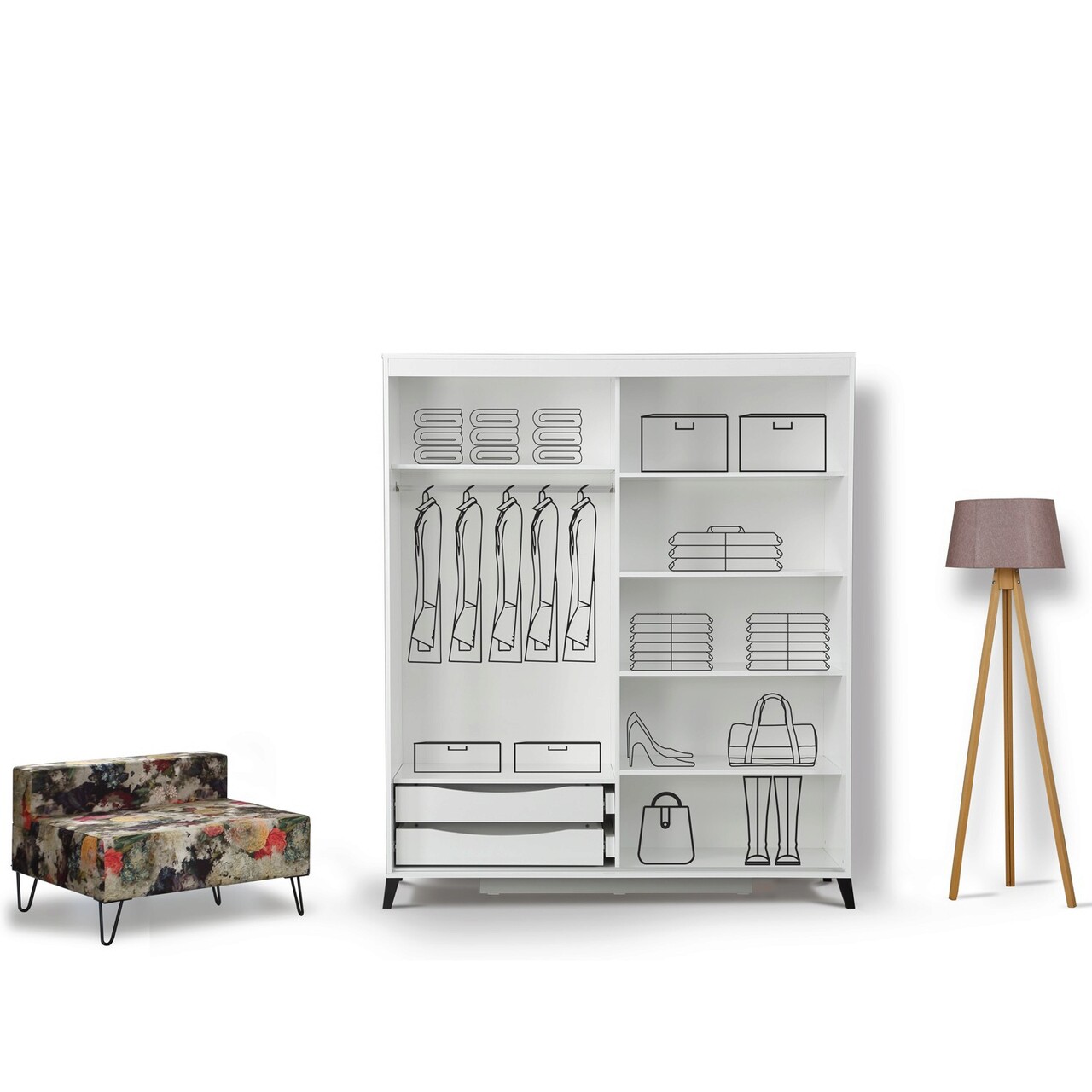 Dulap pentru haine, Comforty, Pasific Home Fuga, 190x216x60 cm, Alb - 1 | YEO
