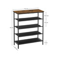 Pantofar cu 5 rafturi, Vasagle, 75x30x91 cm, PAL/otel/poliester, maro
