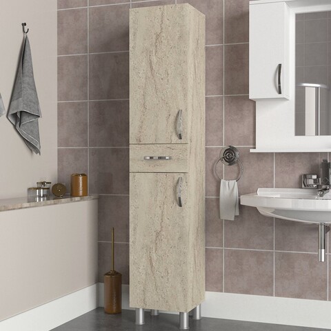 Dulap de baie, Arcadia, Selin 2 Doors 1 Drawer, Travertin