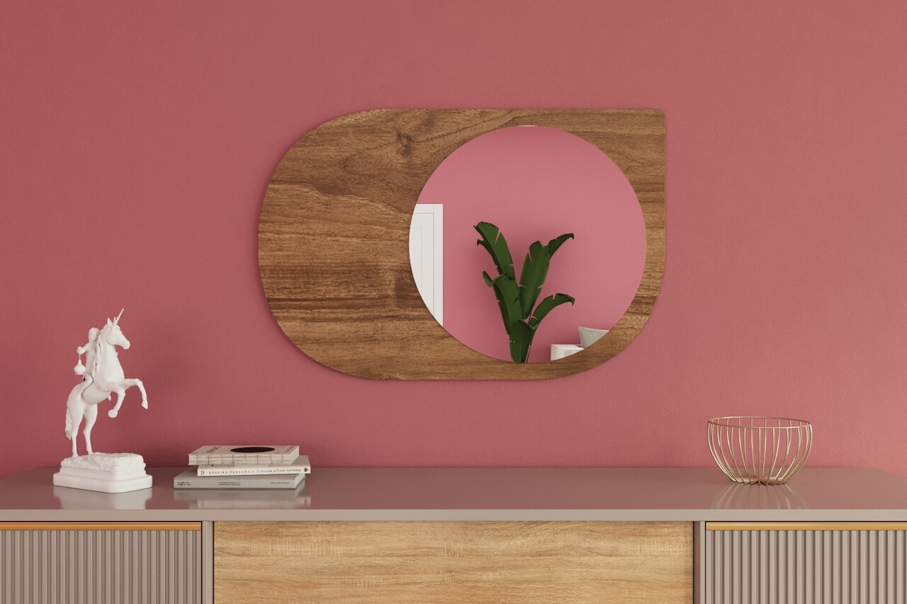 Oglinda decorativa, Siam, Pubble, 60x90x2.2 cm, Maro - 2 | YEO