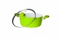 Cratita cu capac Grays, Heinner, 6 l, aluminiu turnat, sticla, alb/verde