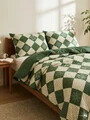 Lenjerie de pat King Size, Patchwork, Homla, 200x220 cm, 3 piese, bumbac, verde/bej