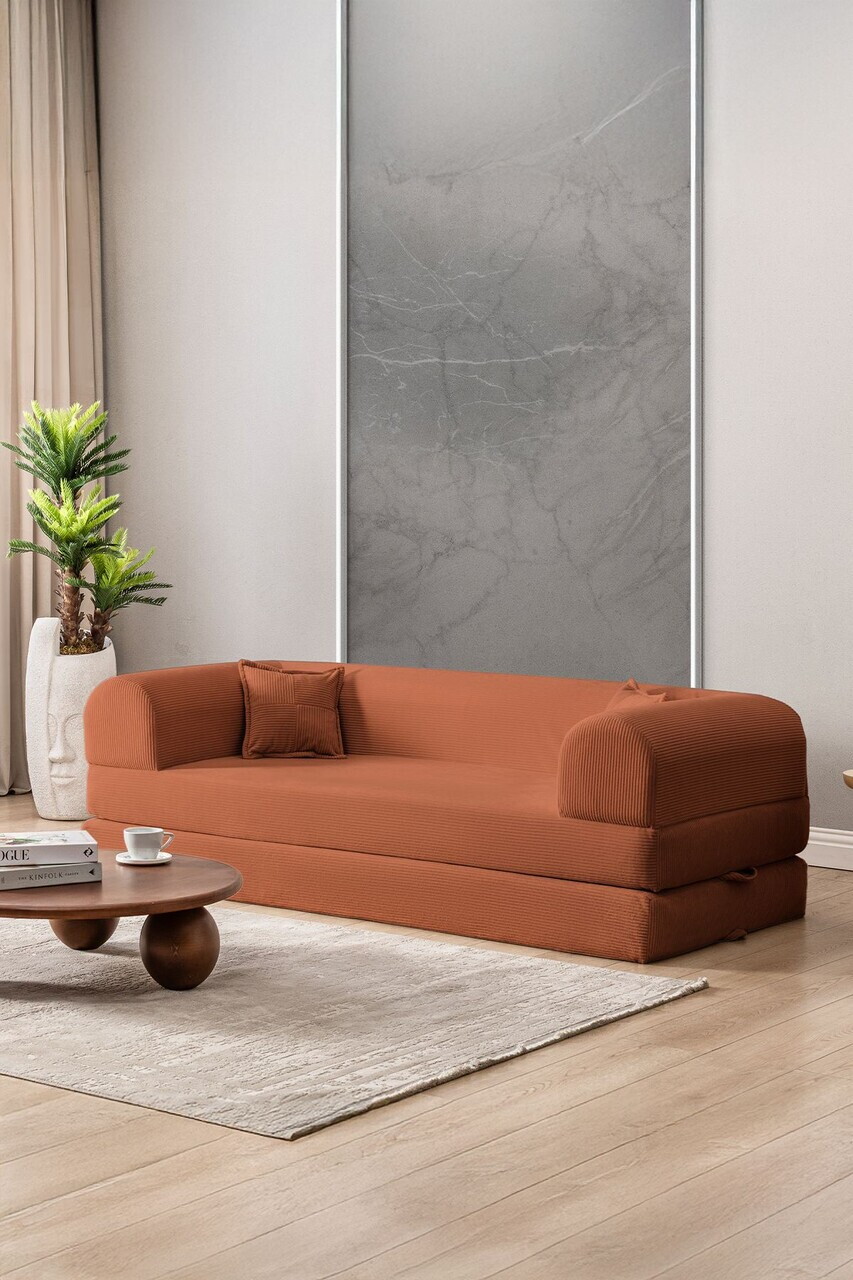 Canapea extensibila 3 locuri, Atelier del Sofa, 118FVL1308, Tesatura plus reiata, Portocaliu