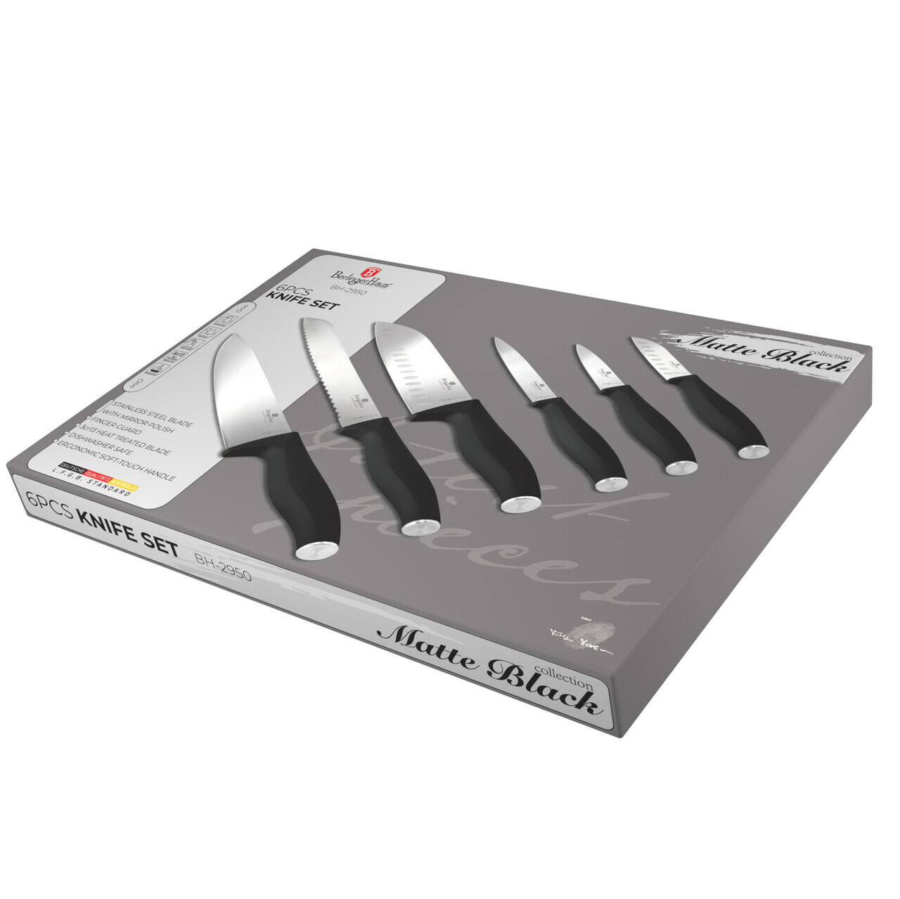 Set 6 cutite Berlinger Haus, Matte Black, inox, negru - imagine 19