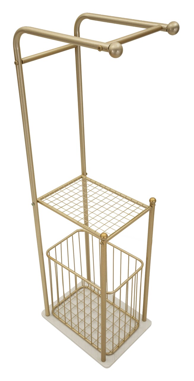 Suport pentru prosoape, Mauro Ferretti, Root, 40x30x122 cm, metal/imitatie de marmura, auriu/alb - view 5