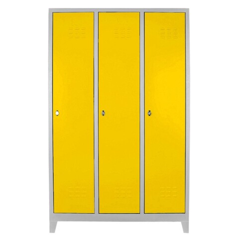 Dulap de depozitare cu incuietoare, Shelvoria, Js1012Sa, 117x185x40 cm, Otel, Gri / Galben