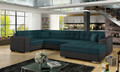 Coltar extensibil dreapta 5 locuri ELTAP, Damario, 338x189x78 cm, lemn/poliester, verde inchis/gri inchis