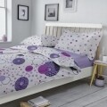 Lenjerie de pat dubla Kinetics Lila v.1, 4 piese, 220 x 230 cm, 100% bumbac, alb/mov