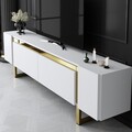 Comoda TV, Hanah Home, Yildiz, 180x50x30 cm, PAL, Alb/Auriu