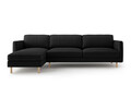 Coltar stanga 4 locuri, Eden, Micadoni, 286x150x90 cm, catifea, negru