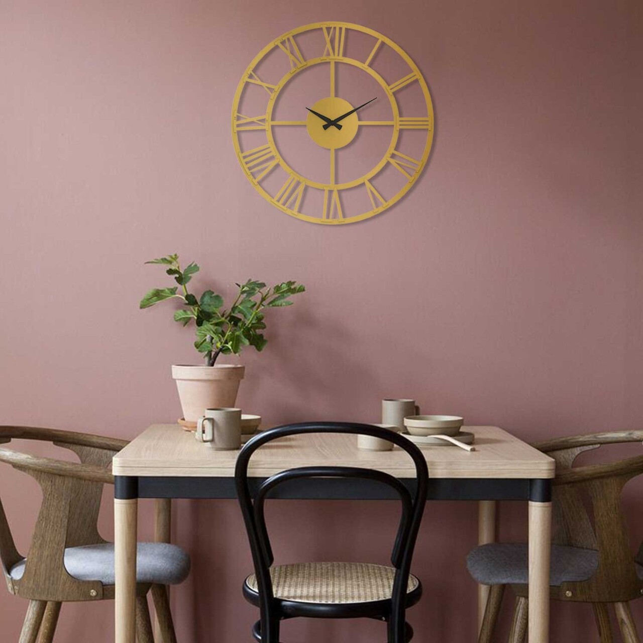 Ceas de perete, Roman Metal Wall Clock, Dimensiune: 49 x 49 cm, Auriu - view 2