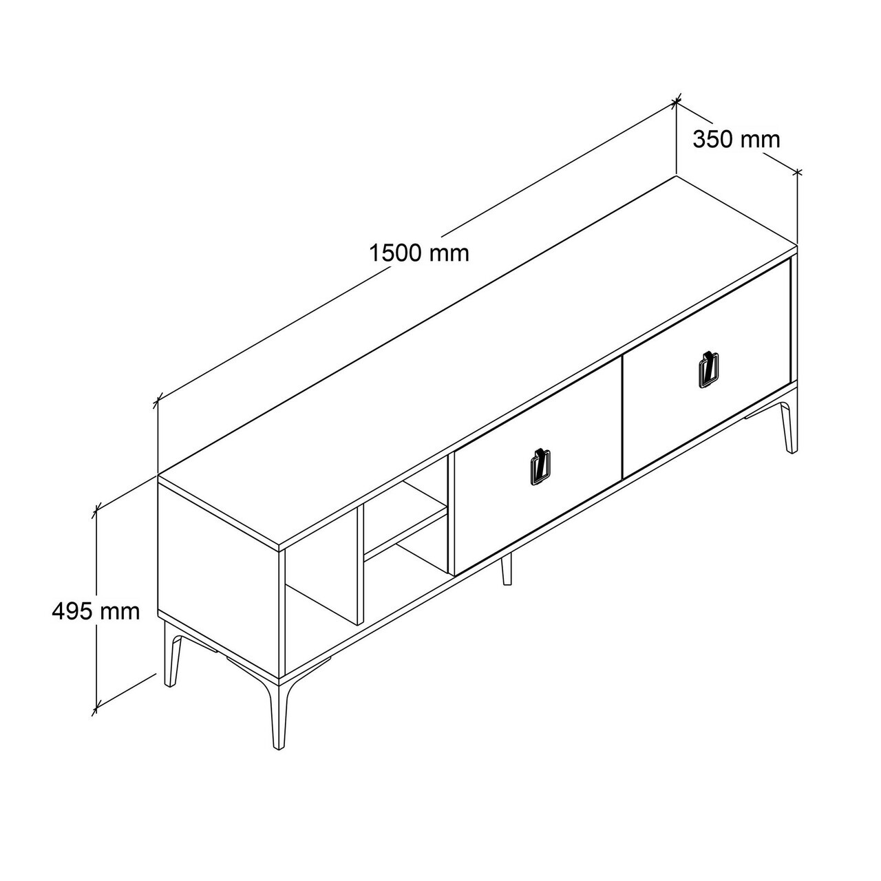 Comoda TV, Hanah Home, Era 3505, 150x50x35 cm, PAL, Stejar safir / Antracit — imaginea 5