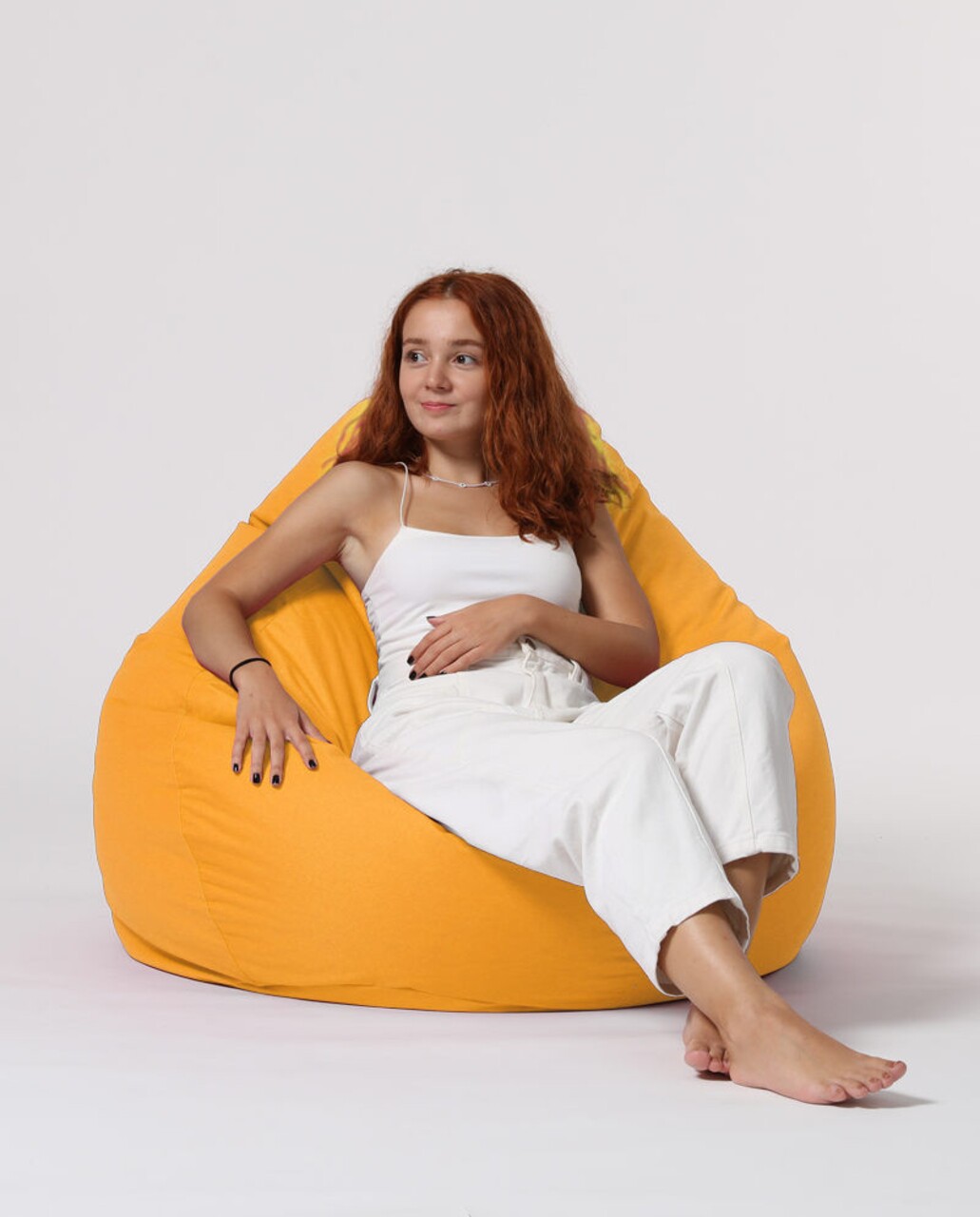 Fotoliu Puf, Bean Bag, Ferndale Premium XXL, 115 X 130 Cm, Poliester Impermeabil, Galben