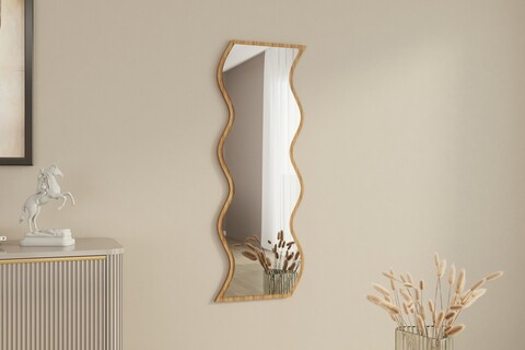 Oglinda decorativa, Siam, Safi, 40x120x2.2 cm, MDF , Alb / Natural