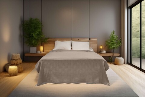 Cuvertura matlasata dubla, Hasır - Grey, ICF Bedroom, Bumbac