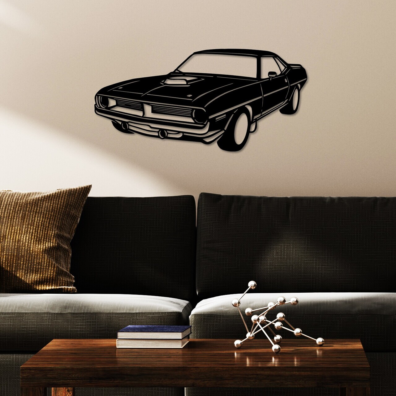 Decoratiune de perete, Plymouth Barracuda 1970, Dimensiune: 60 x 29 cm , Negru — imaginea 2