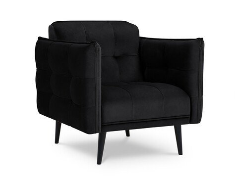 Fotoliu, Canna, Mazzini Sofas, 90x100x88 cm, catifea, negru