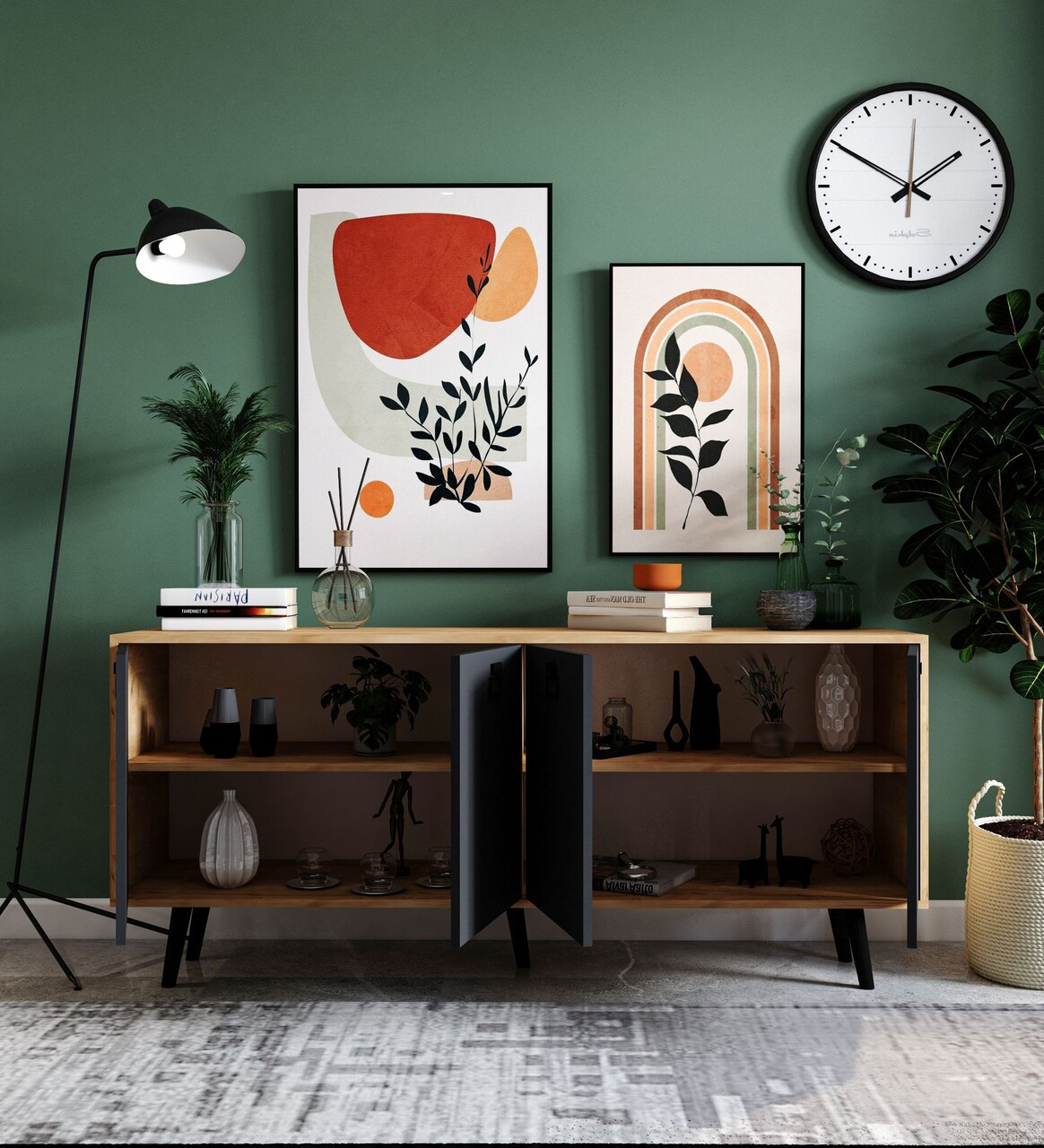 Consola, Hanah Home, Mirza Modern 180, 180x80x45 cm, PAL, Stejar safir / Antracit - view 3