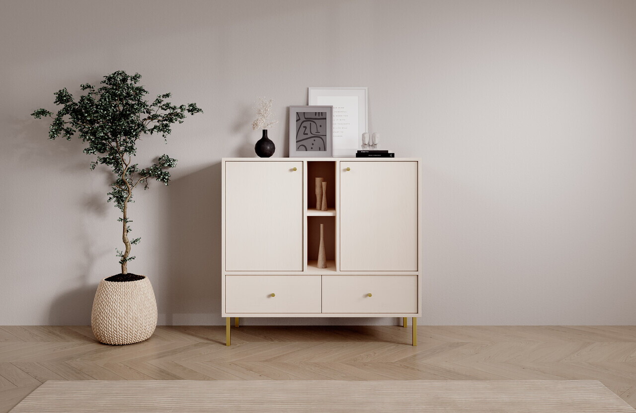 Comoda ADRK, Tili 2D 2S 2P, 100.2x40.8x95 cm, PAL laminat, bej