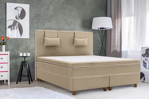 Pat Matrimonial, Luxury Stockholm, 180×200 Cm, Saltea Tip Pocket, Topper Latex, Crem