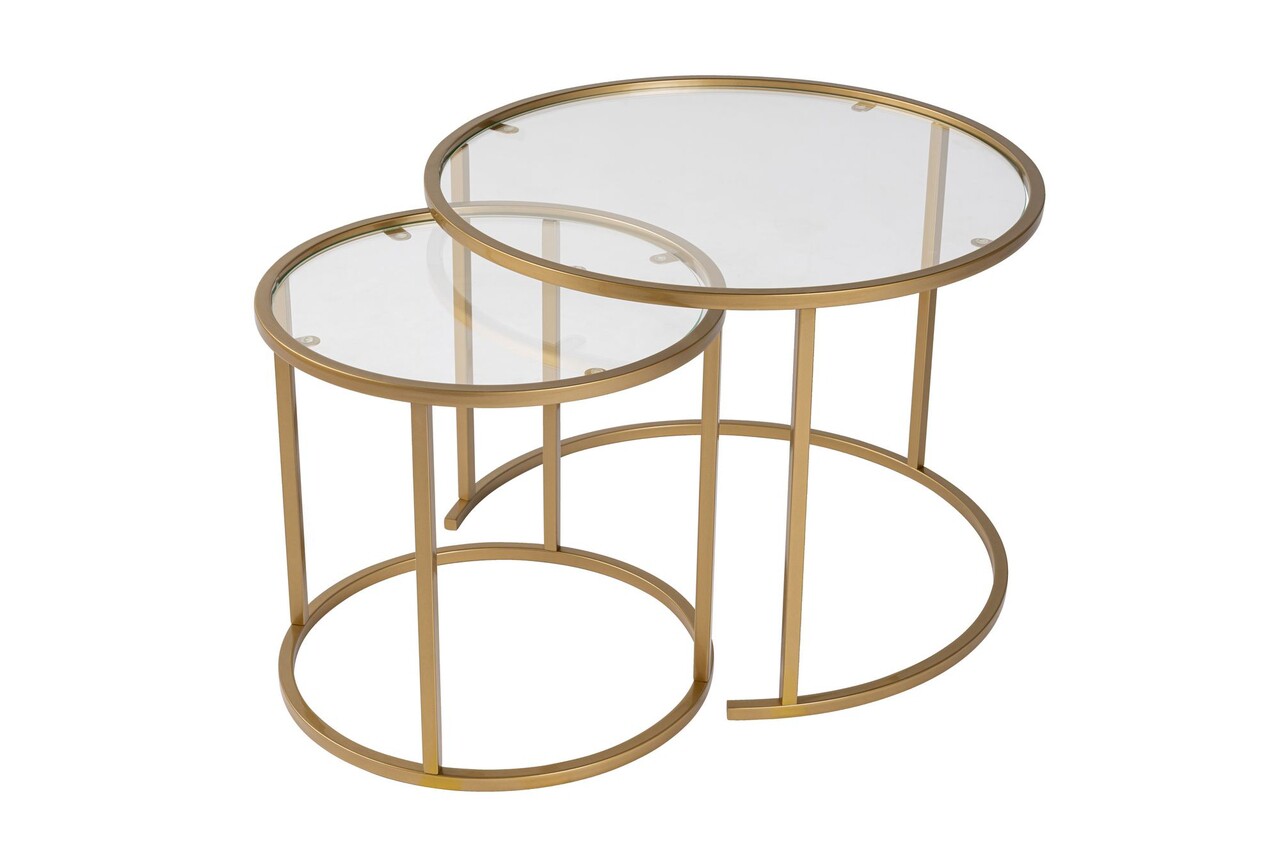 Set masute de cafea, Hanah Home, Gold-Transparent-60-42, Auriu - imagine 6