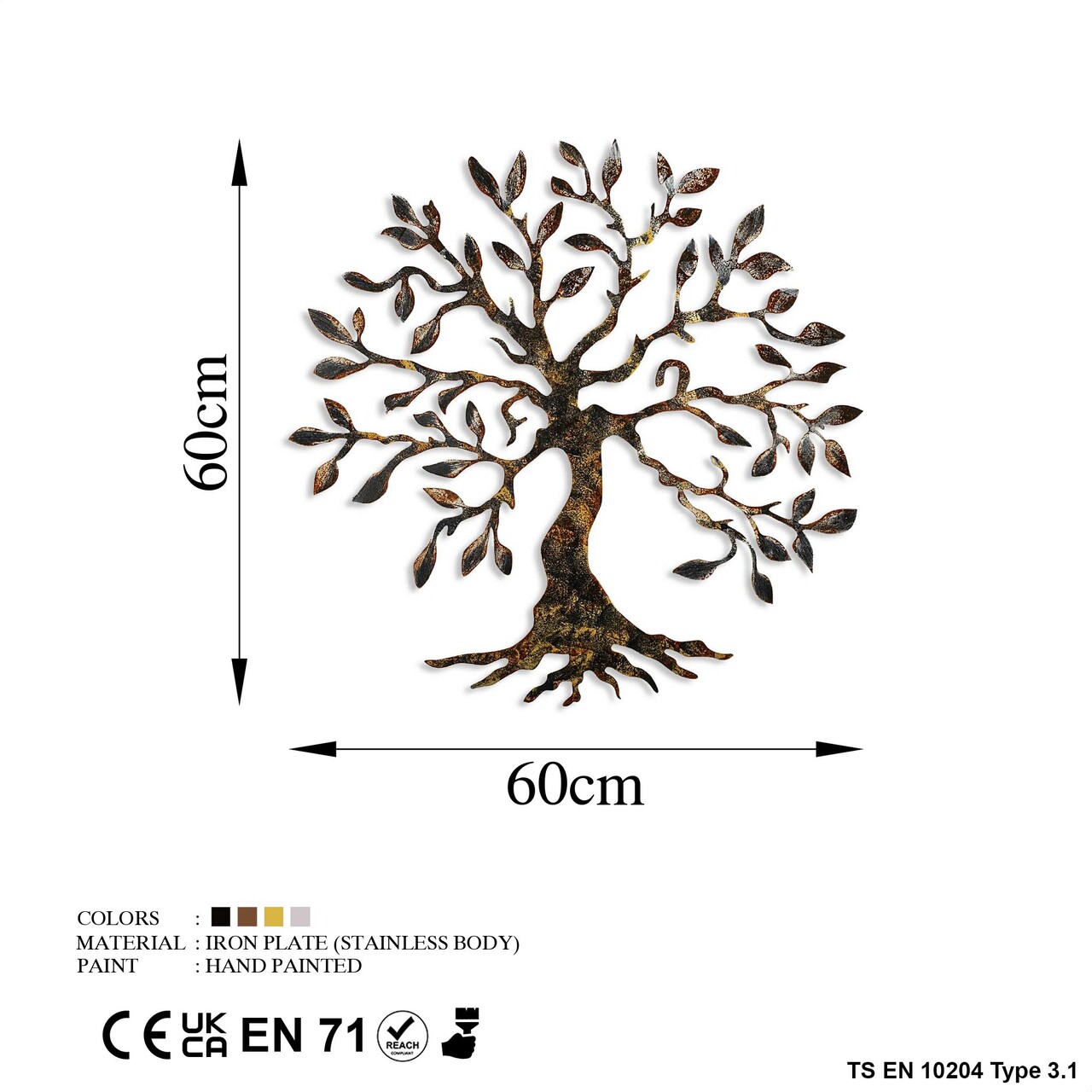 Decoratiune de perete, Tree, 60 x 60 cm, Multicolor - view 7