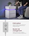 Noptiera 3 sertare si iluminare LED, Vasagle. 40x35x55 cm, MDF, alb