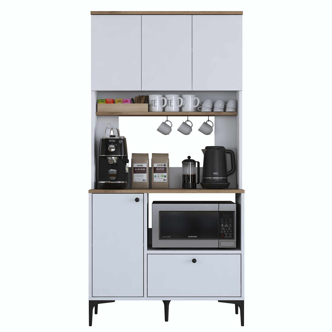 Dulap multifunctional, Hanah Home, JE202, 90.2x184.2x40 cm, Nuc/Alb — imaginea 10