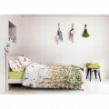 Lenjerie de pat dubla King Size, Wild Field Lime V3, 4 piese, 220 x 250 cm, 100% bumbac ranforce, alb/verde