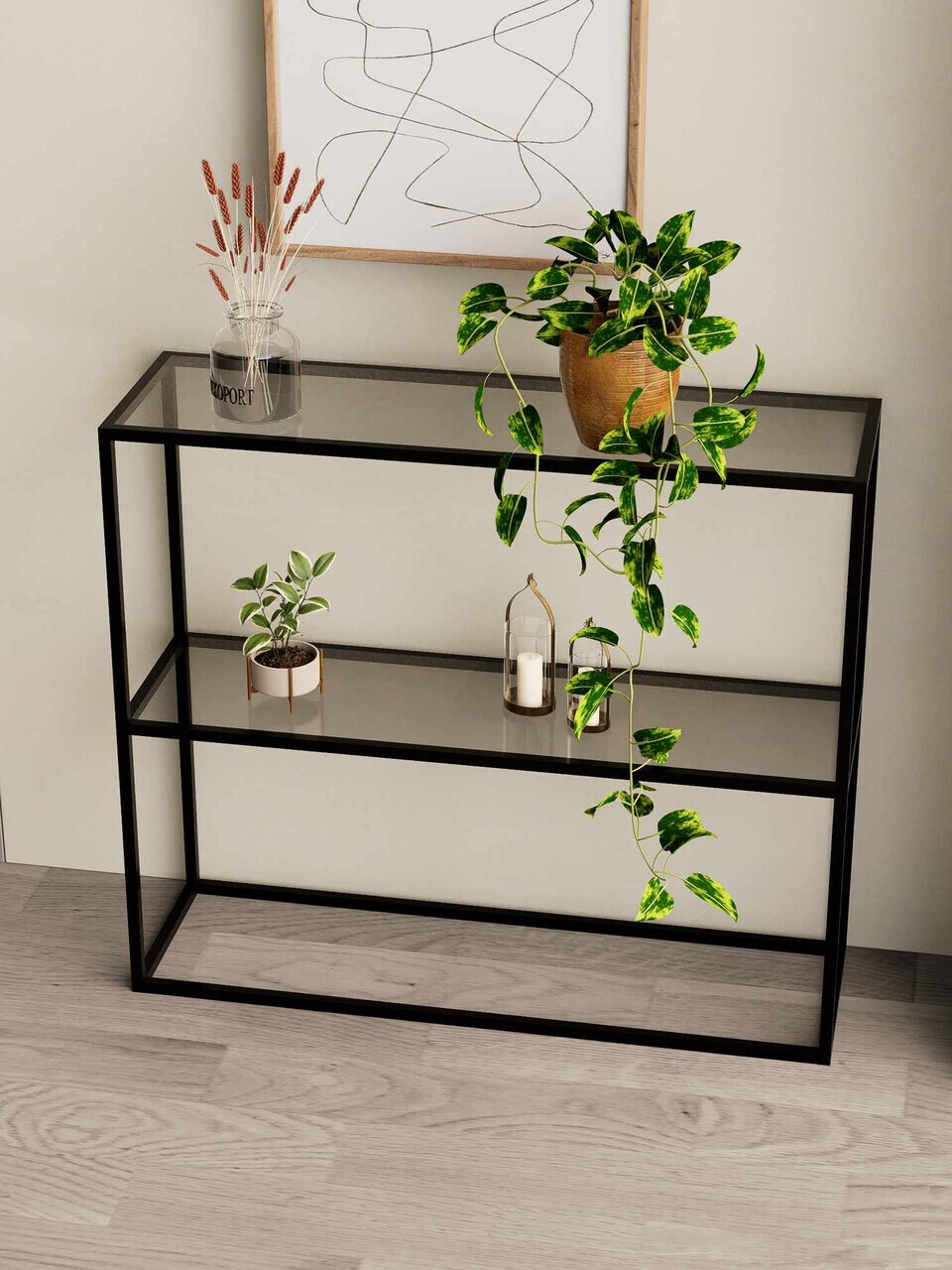 Bufet, Hanah Home, Oskar, 80x85x30 cm, Negru — imaginea 2