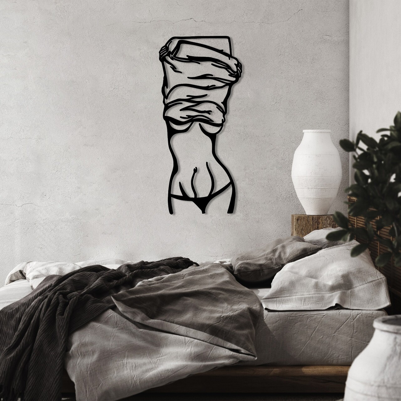 Decoratiune de perete, Undressing Woman, Dimensiune: 33 x 70 cm, Negru - view 3