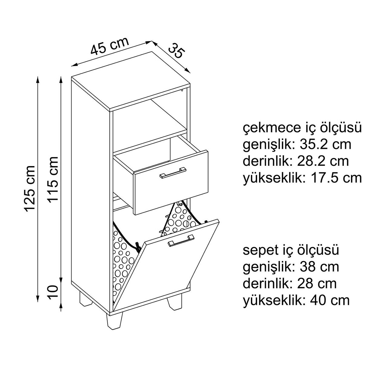 Dulap multifunctional, Hanah Home, 2506, 45x115x35 cm, PAL MELAMINAT, Antracit / Pin Atlantic — imaginea 7