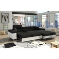 Coltar extensibil dreapta 4 locuri ELTAP, Armd-05, Armando, 289x203x85 cm, lemn/poliester, negru/alb