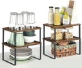 Set 4 suporturi condimente/rafturi de bucatarie, Songmics, Spices, 29.7x19.5x15.5 cm, PAL/otel, maro