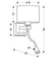 Aplica de perete Polo, Candellux, 18 x 44 cm, 2 x E27, 40W, alb