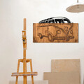 Decoratiune de perete, Travel, lemn/metal, 58 x 37 cm, negru/maro