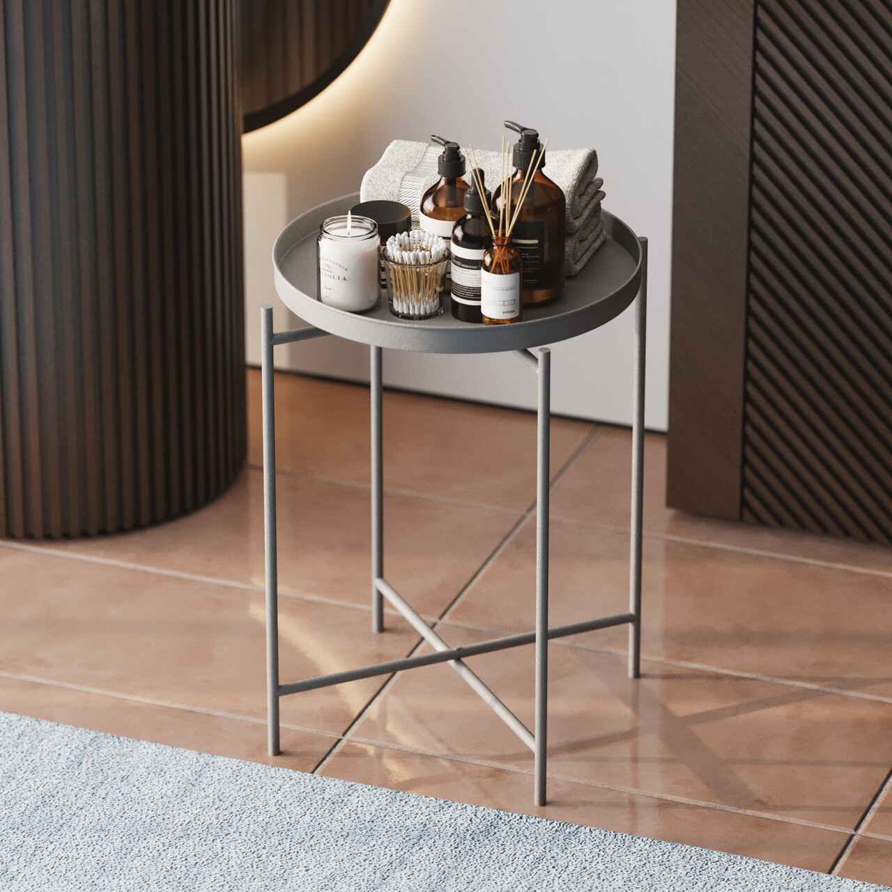 Masuta de cafea, Cerritos, Shb-007-C, 46x56x46 cm, Metal, Gri - 1 | YEO