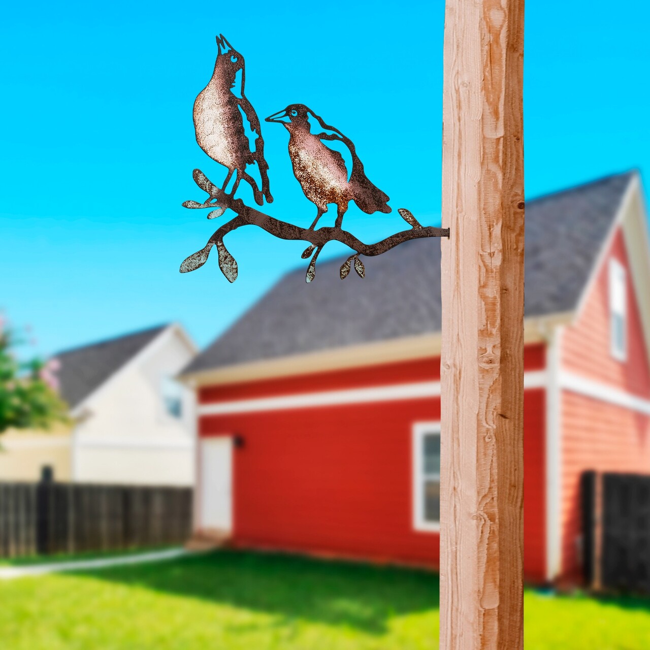 Obiect decorativ de grădină, Bird on the branch 29, 39x45 cm, Multicolor - imagine 3