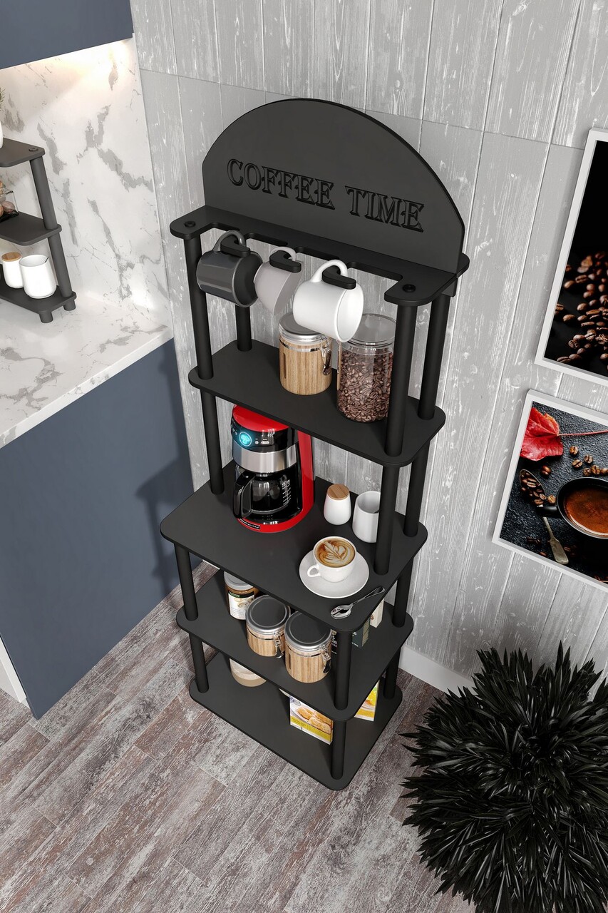 Dulap de bucatarie, Hanah Home, Lungo, 30x50x140 cm, MDF , Negru - imagine 7