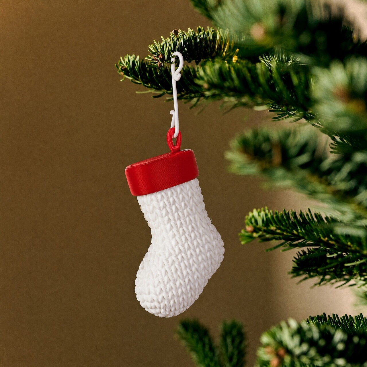 Ornament de brad de Crăciun, Stockings, 6x3x9 cm, Rosu/Alb — imaginea 2